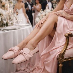 New York & Company Blush Bow Flats Loafers Size 7.5 NWT